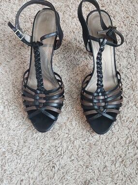 Tahari Black and Brown Strappy Heels